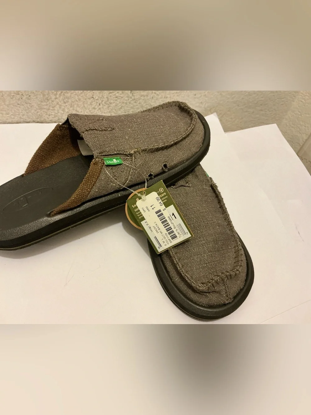 Sanuk M You Got My Back II Tan Men's Brown Canvas Slip-On Mule